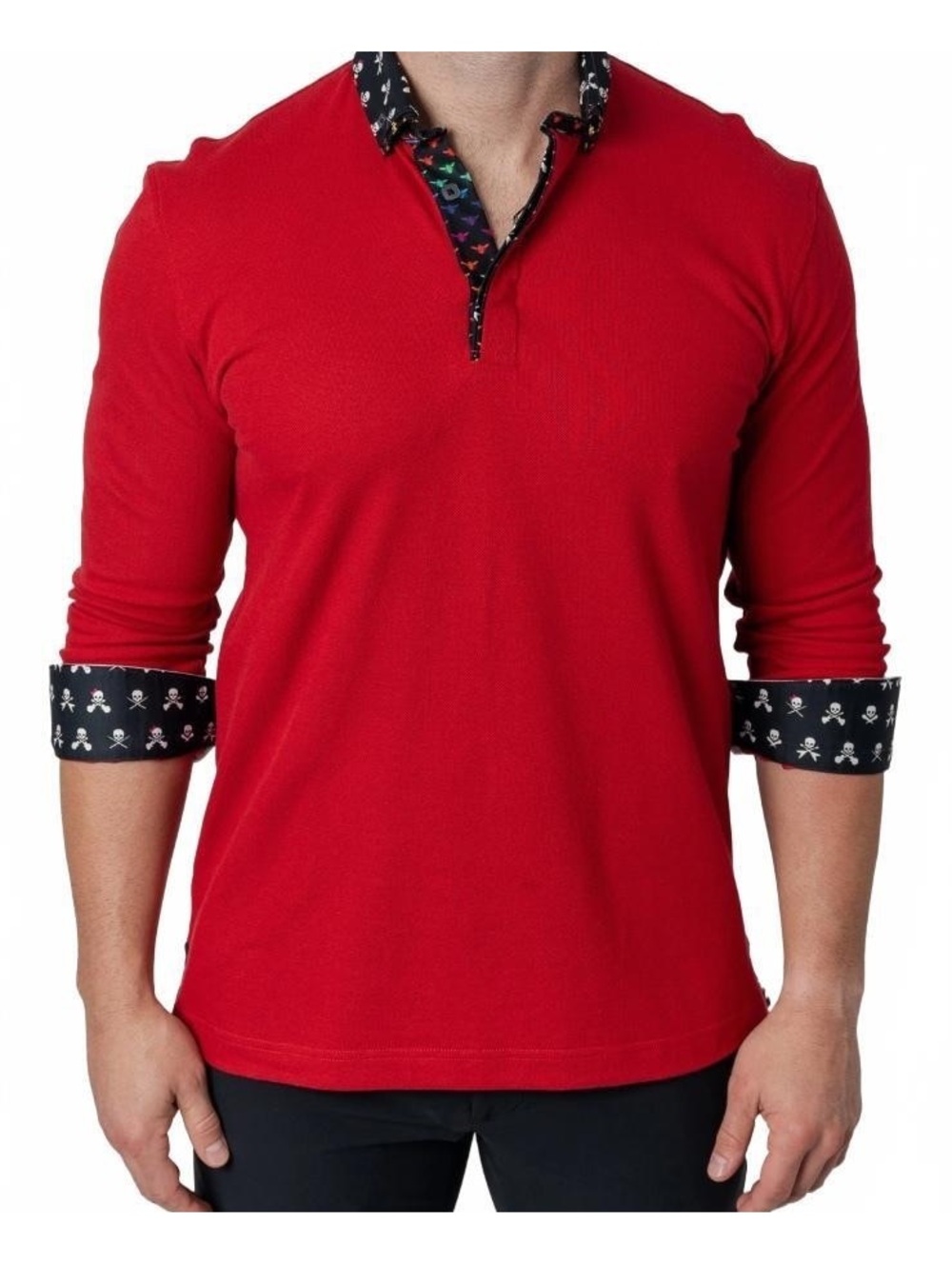 Maceoo Newton long sleeve red polo medium